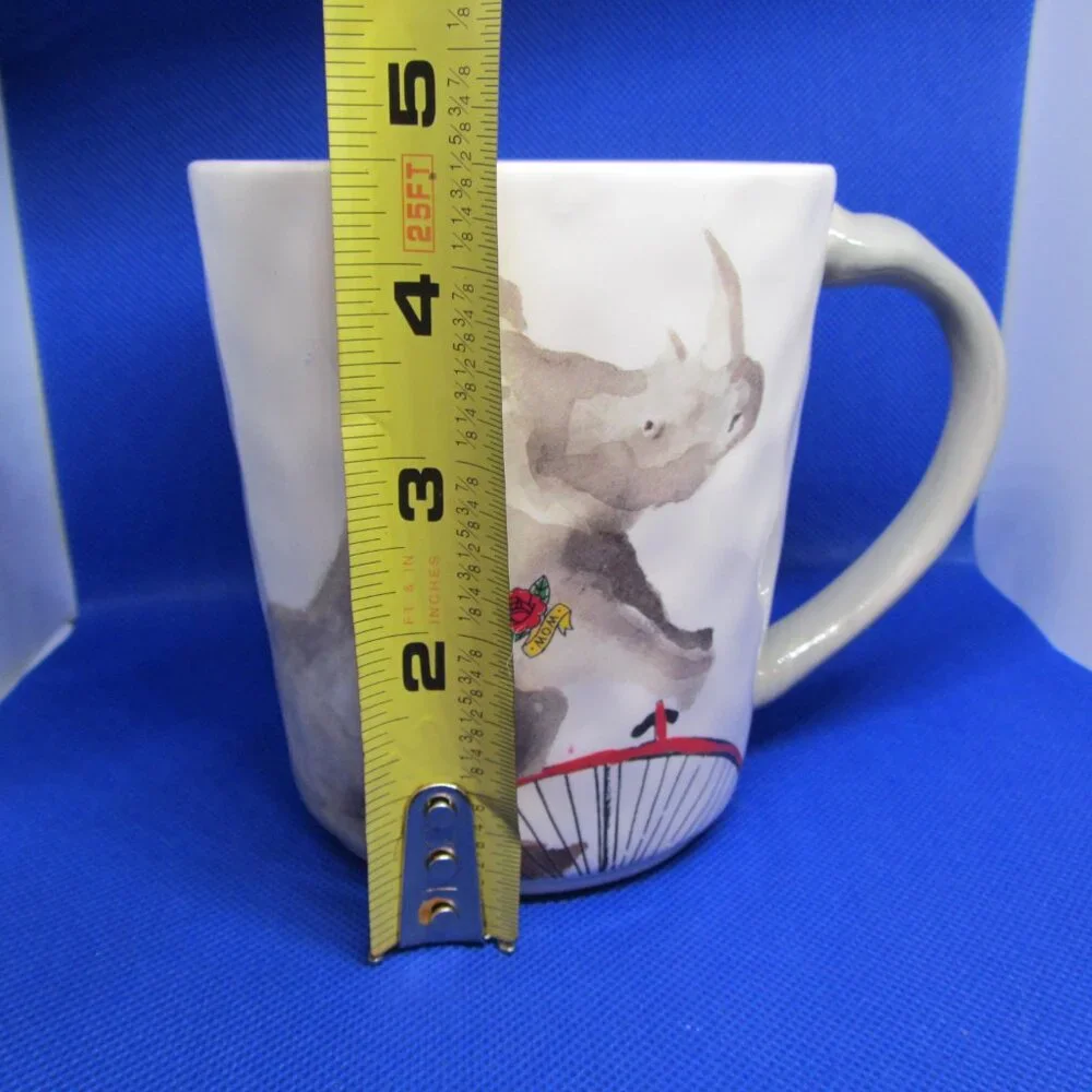 *BOGO mugs* 20 oz pier 1 street cred tattoed rhino mug ironstone (W3378)